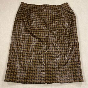 14 Harve Benard Brown Houndstooth Pencil Skirt Lined Snake Print Visual Texture